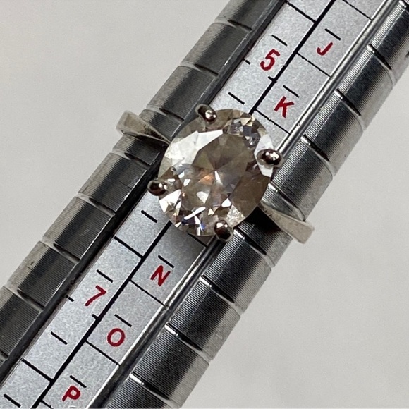 Cubic zirconia faceted solitaire 925 sterling silver ring artist initials SU - Picture 6 of 8